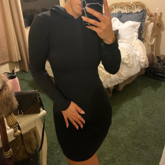 Black Hoodie Tight Dress - Picture 3 of 3